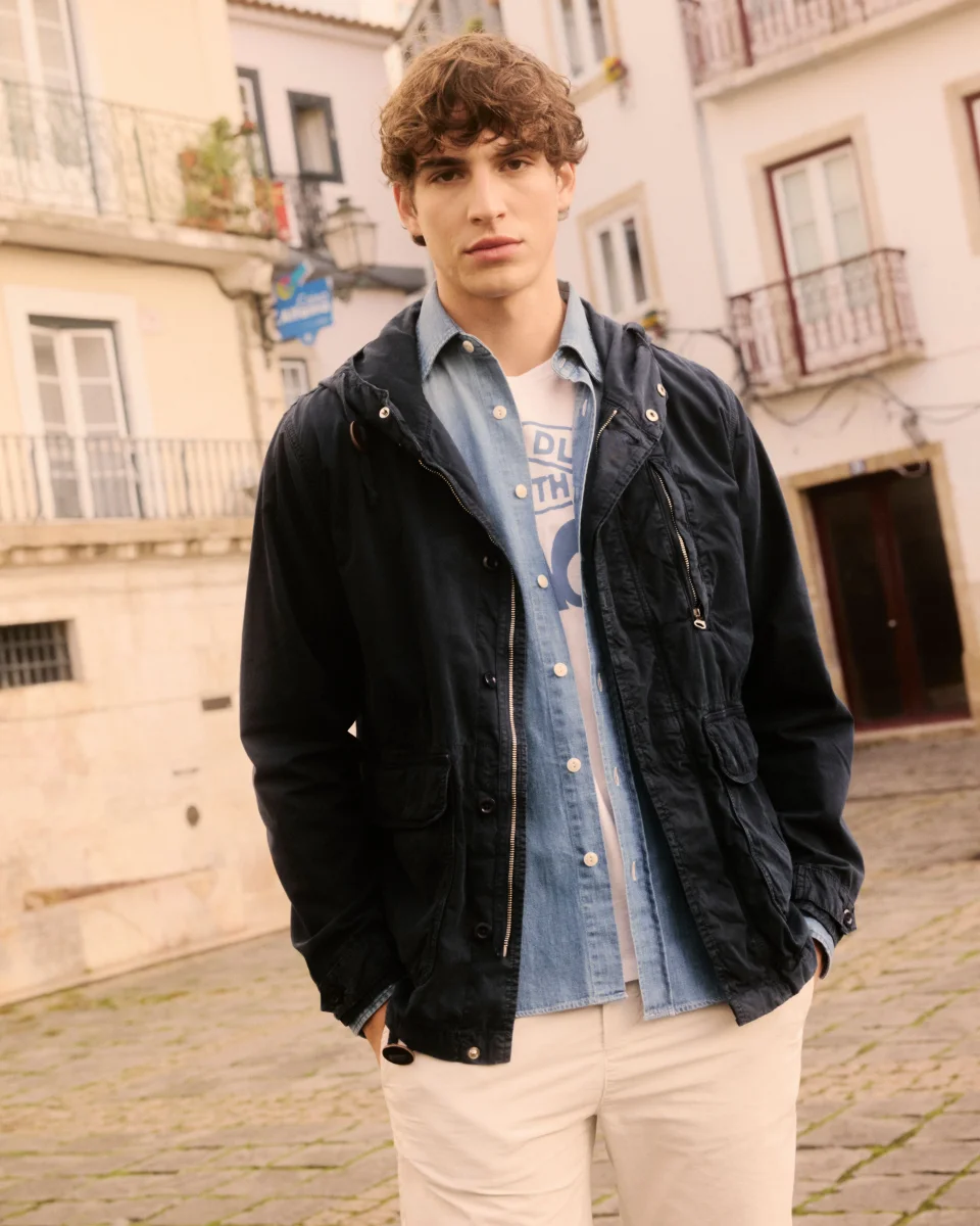 Blouson Homme en coton Bleu Marine Justin – Image 7