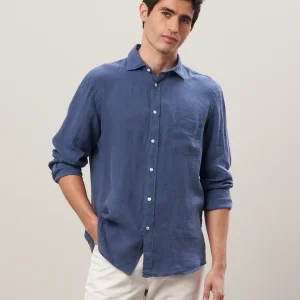 Chemise Homme en lin Bleu cobalt Paul