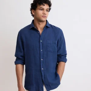 Chemise Homme en Lin Bleu Marine Paul