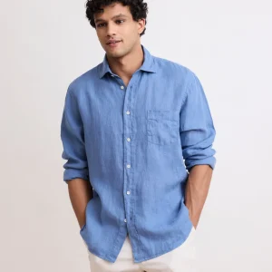 Chemise Homme en Lin Bleu Denim Paul