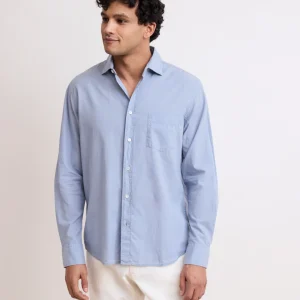 Chemise Homme en Voile de Coton Bleu Paul