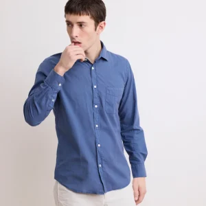 Chemise Homme en Voile de Coton Bleu Cobalt Storm
