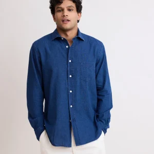 Chemise Homme en Lin & Coton à carreaux Indigo Paul