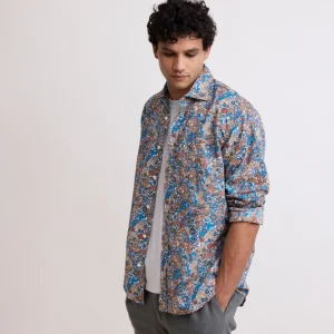 Chemise Homme en Coton Imprimé Liberty Bleu Paul