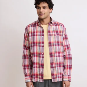 Chemise Homme en Madras Rouge Pitt