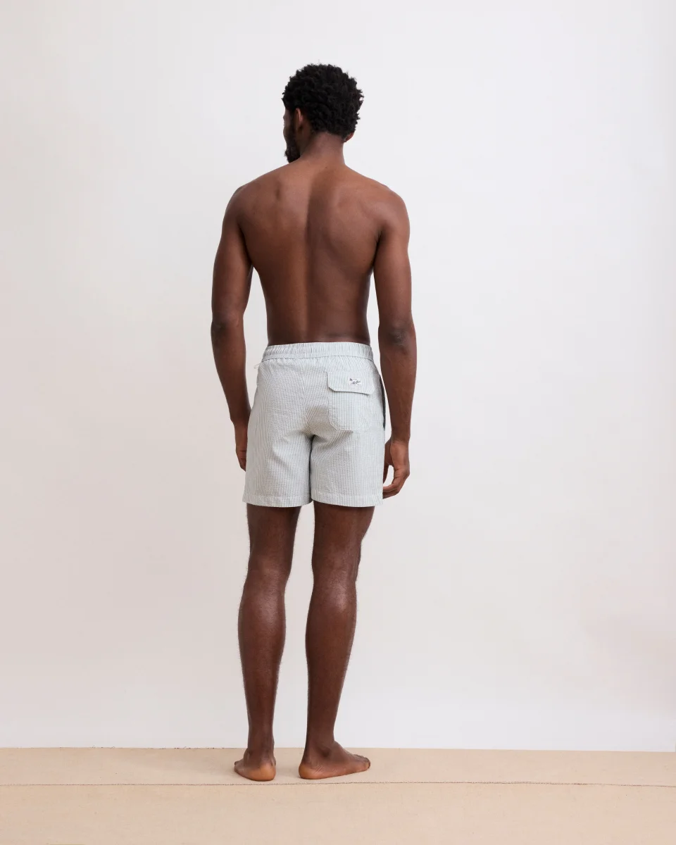 Maillot Homme Seersucker Vert Militaire Swim – Image 6