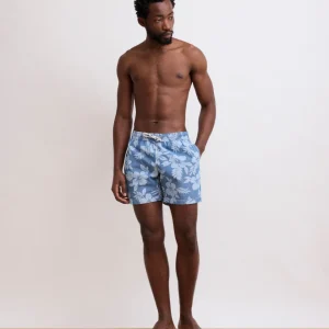 Maillot Homme Imprimé Hibiscus Bleu Denim Swim