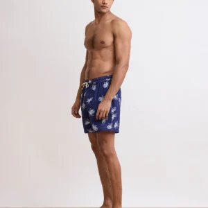 Maillot Homme en Seersucker Léger Imprimé Ananas Bleu Marine Swim