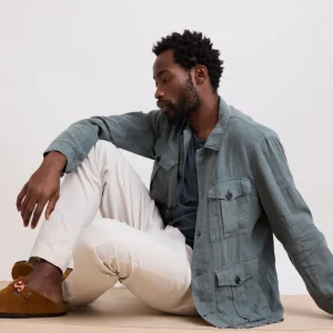 Veste Homme en Lin Vert Militaire Jerry