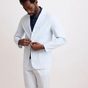 Veste Homme en Seersucker Bleu Ciel Jobby