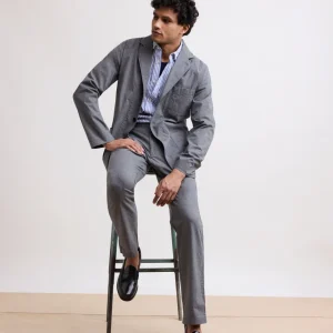 Veste Homme en Coton Fresco Gris Chiné Jonny