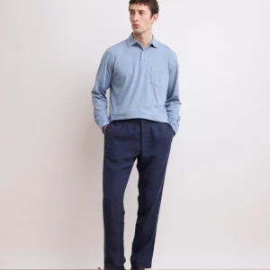 Pantalon Homme en Lin Bleu Marine Tanker
