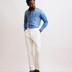 Pantalon Homme en Coton et Lin Blanc Tyron