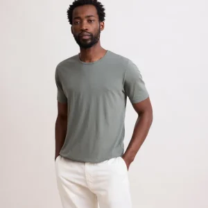 T-Shirt Homme en Jersey De Coton Léger Vert Militaire Light Crew