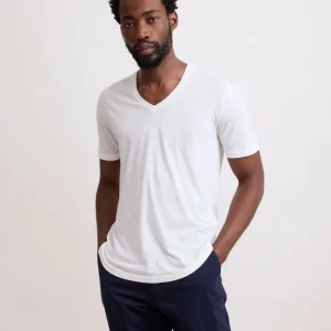 T-Shirt Homme en Jersey De Coton Léger Blanc Light Vee