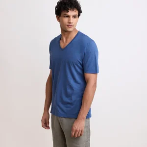 T-Shirt Homme en Jersey De Coton Léger Bleu Cobalt Light Vee
