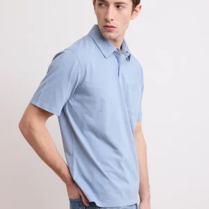 Polo Homme en Coton Slub Bleu Gris