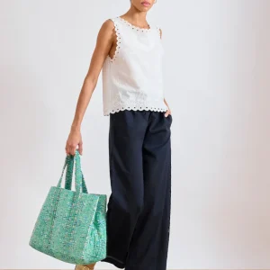 Sac Femme en Coton Matelassé Imprimé Vert Ella