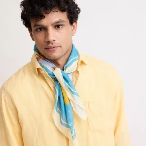 Echarpe Homme en Coton Bleu imprimé "Souvenir"