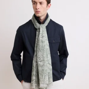 Echarpe Homme en Coton Imprimé "Palmiers" Vert