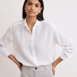 Chemise Femme en Gaze de Coton Blanc Charlot