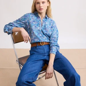 Chemise Femme en Coton Imprimé Liberty Bleu Corazon