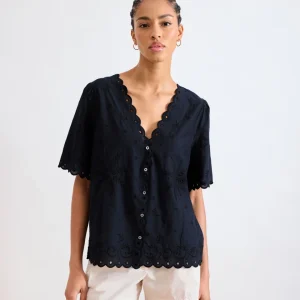 Chemise Femme en voile de coton Noir Costa