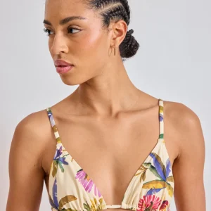 Haut de maillot de bain Femme imprimé Feuilles et Fleurs Multicolore Bikini Beachwear