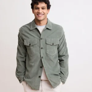 Veste Homme en Velours Côtelé Vert Militaire Jame