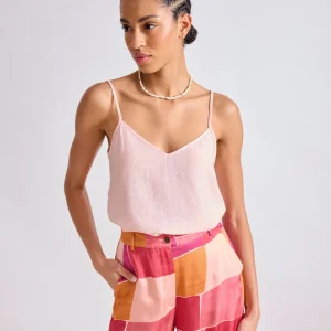 Top Femme en Viscose froissée Rose Pâle Heliette