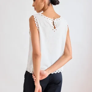 Top Femme en voile de coton Ecru Hola