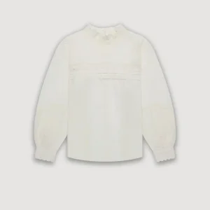 Top Fille en voile de Coton brodé Ecru Hacia