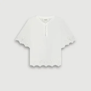 Top Fille en Voile de Coton brodé Ecru Hondo