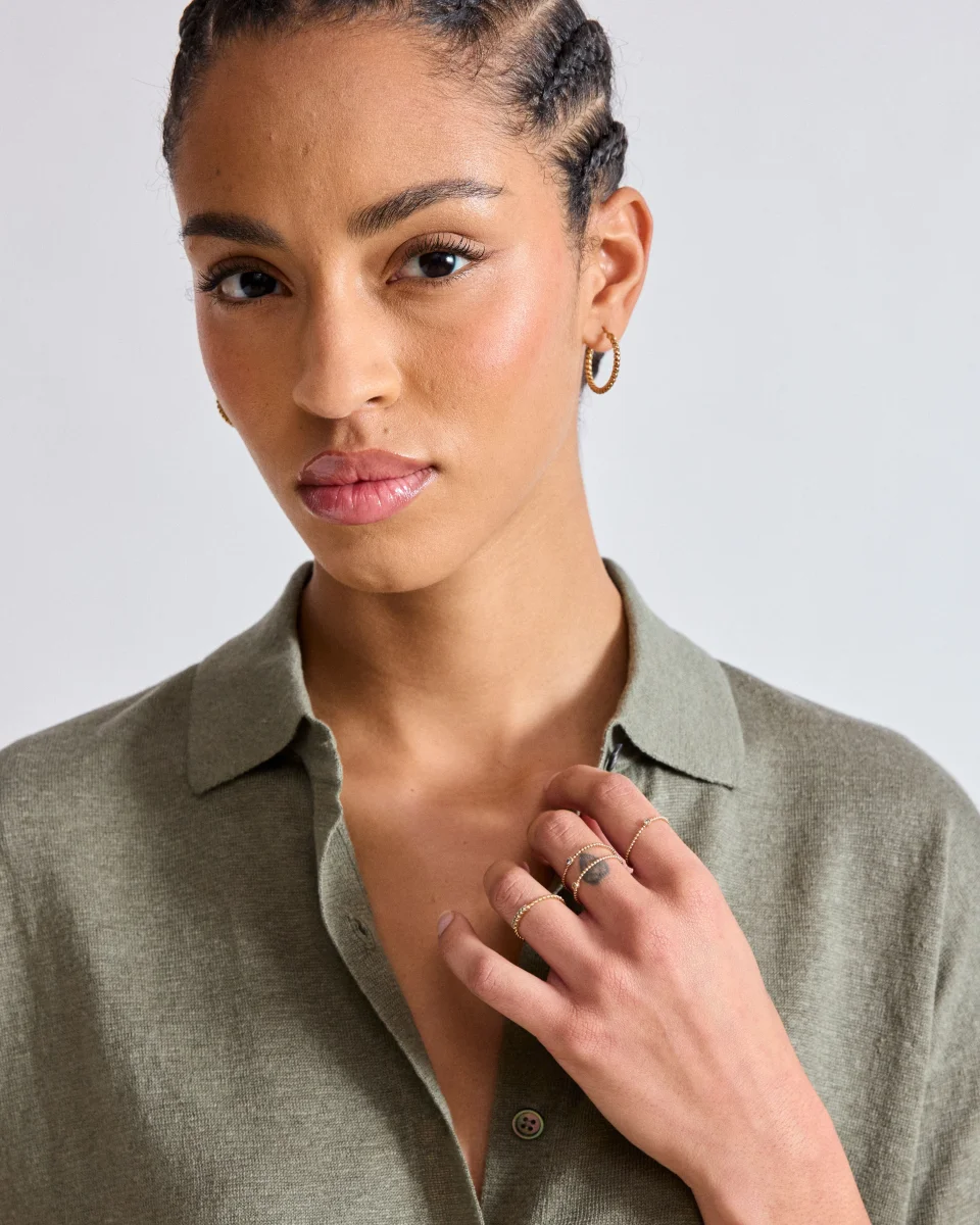 Top Femme en Lin Vert Militaire Meddy – Image 2