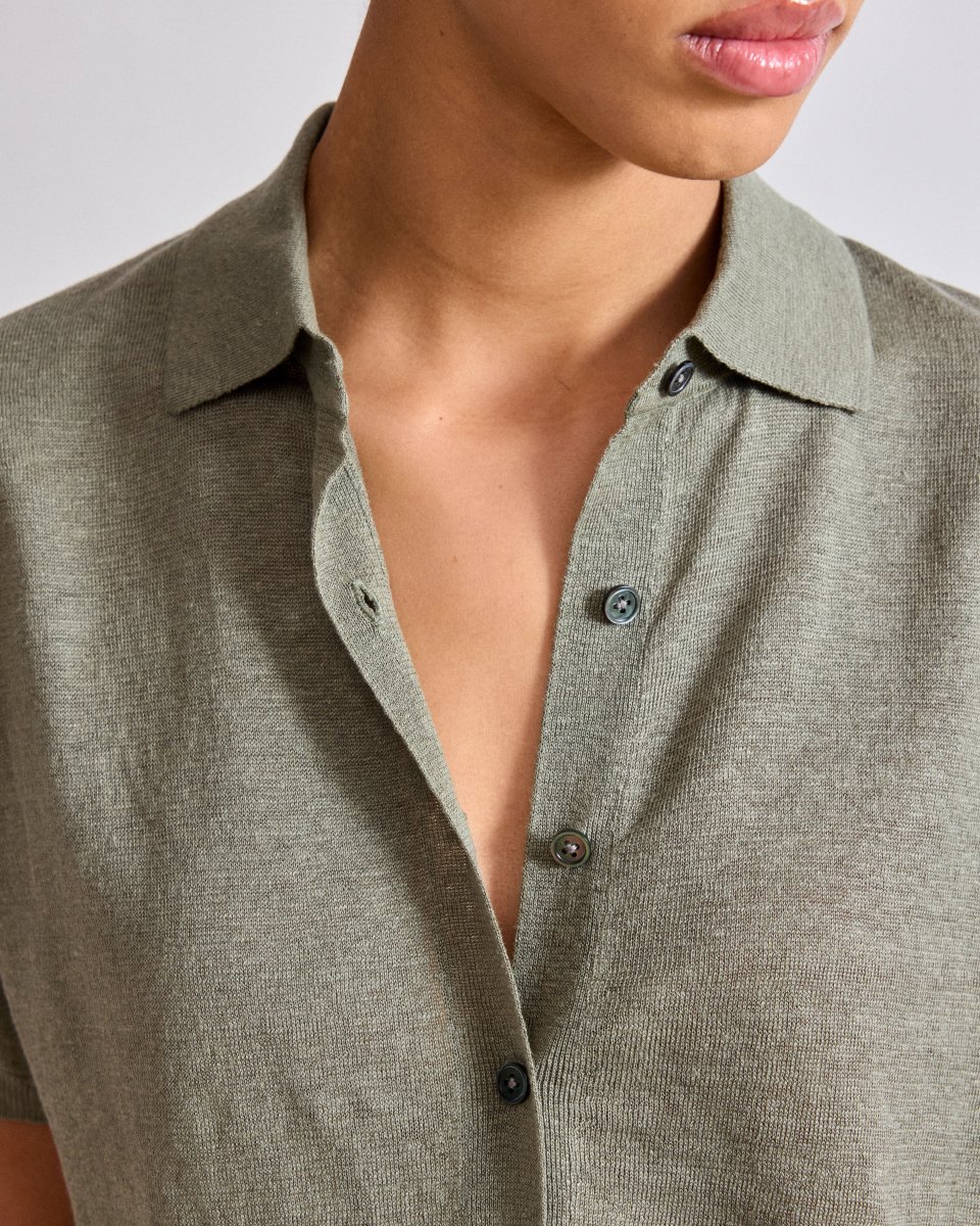 Top Femme en Lin Vert Militaire Meddy – Image 3