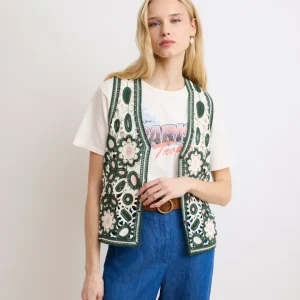 Gilet Femme en Crochet Ecru Molie