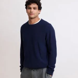 Pull Homme en Coton Piqué Bleu Marine