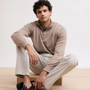 Pull Homme en Coton Supima & Cachemire Beige Trucker