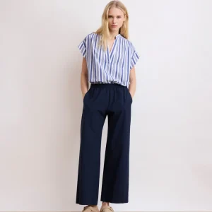 Pantalon Femme en Popeline Bleu Marine Palerme