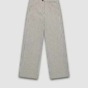 Pantalon Fille en Twill de Coton Blanc & Bleu Pilote