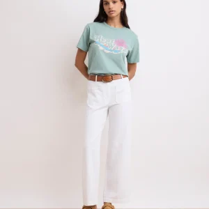 Pantalon Femme en Lyocell & Coton Blanc Poli