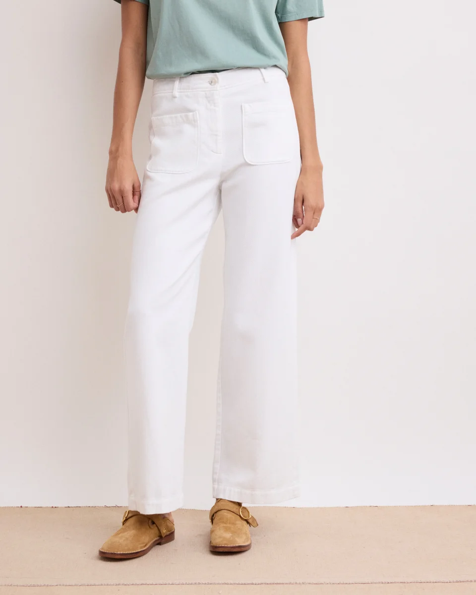 Pantalon Femme en Lyocell & Coton Blanc Poli – Image 2