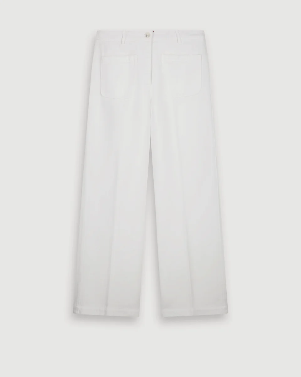 Pantalon Femme en Lyocell & Coton Blanc Poli – Image 3
