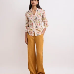 Pantalon Femme en Lin Moutarde Positanon