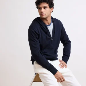 Pull Homme en Coton Supima & Cachemire Bleu Marine Hoody