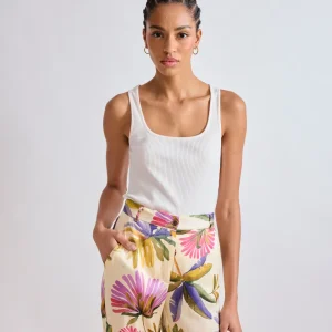 Débardeur Femme en Coton Côtelé Ecru Tette