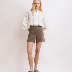 Short Femme en Lyocell & Coton Vert Militaire Sach
