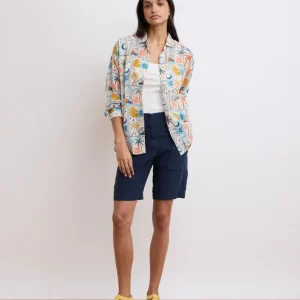 Bermuda Femme en Lin Bleu Marine Saturne