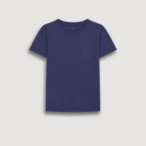 Tee-Shirt Garçon en Coton Slub Bleu Marine Pocket