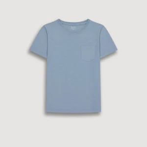 Tee-Shirt Garçon en Coton Slub Bleu Pocket